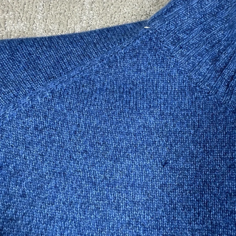 Enzo Mantovani Blue Wool 1/4 Zip Mouline Long Sleeve Knit Sweater Size XXL